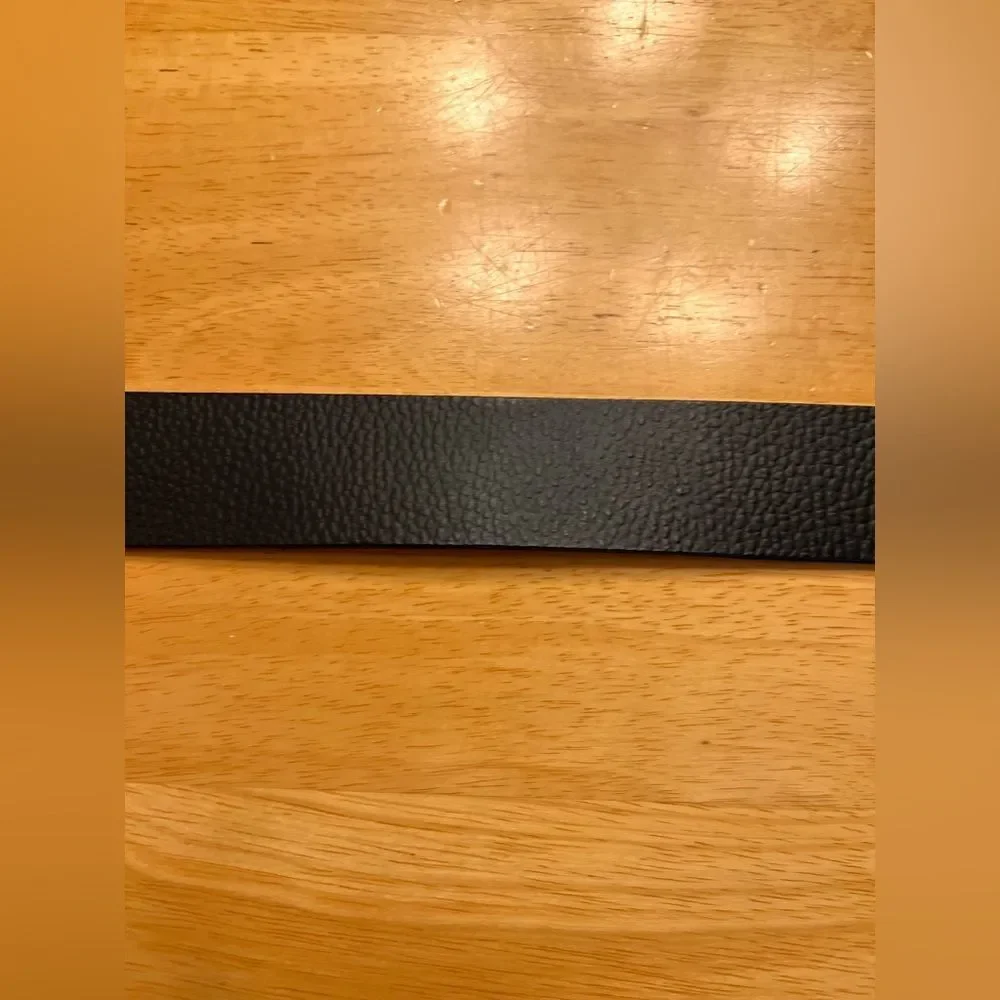 Men's Black Leather Belt NWOT XL 42-44 black silvertone pebbled leather rustic